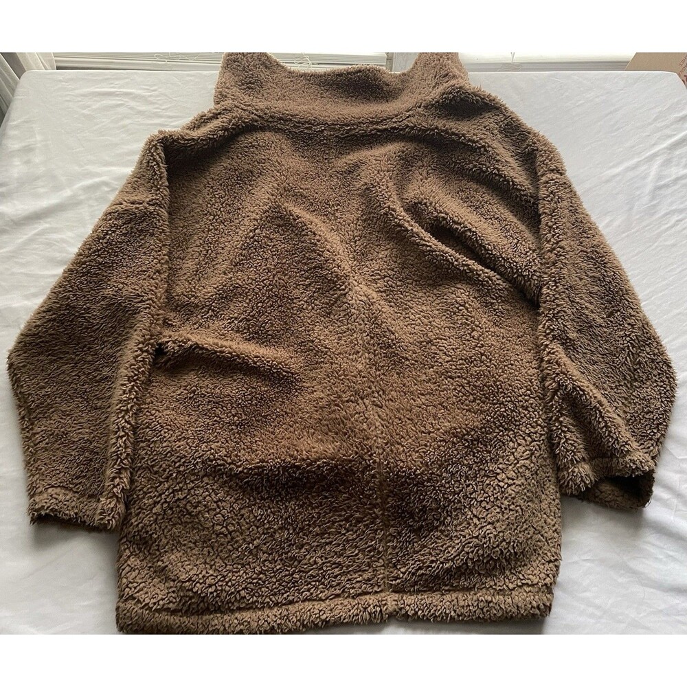 Z Supply Sherpa Teddy Coat Womens Small Relaxed Fit Fuzzy Over Coat Brown - Picture 6 of 6